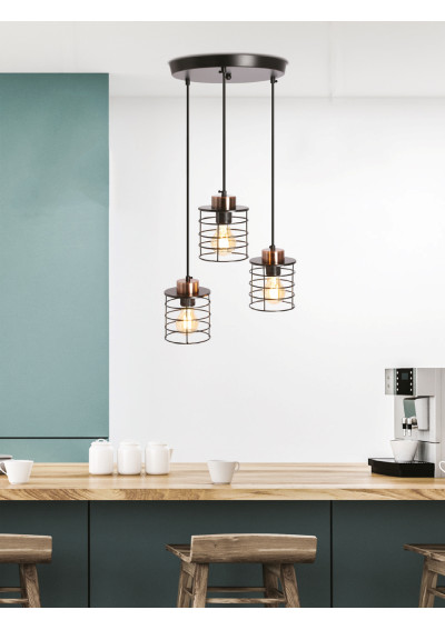 Glob pendant light 3xE27 black / gold 40 cm - product image 1