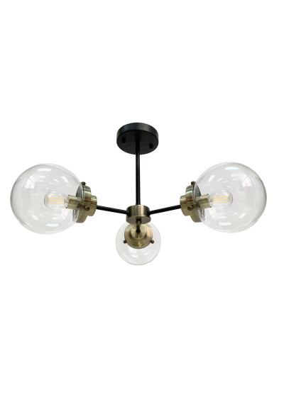 Lens ceiling light 3xE14 black / patyna mat, klosz clear 60 cm