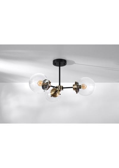Lens ceiling light 3xE14 black / patyna mat, klosz clear 60 cm - product image 2