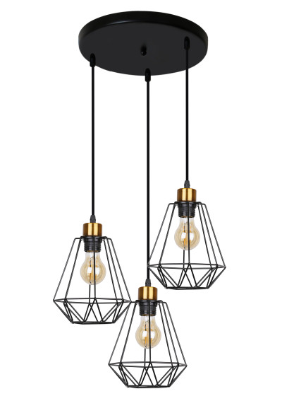 Primo pendant light 3xE27 black / gold 44 cm