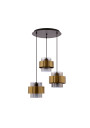 Lampa wisząca Spiega 3xE27 czarny + mosiężny, klosz dymiony 45 cm