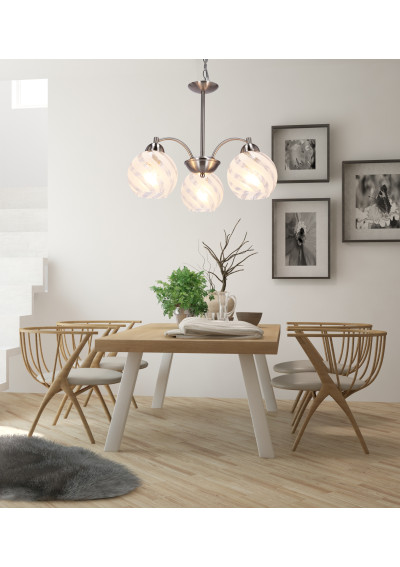 Baida pendant light 3xE27 satynowy, klosz matowo transparent 40 cm - product image 1