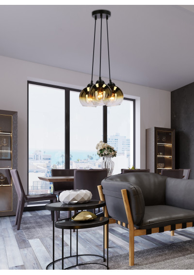 Nubia pendant light 3xE27 black / gold 30 cm - product image 1