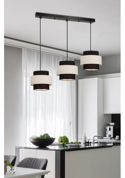 Lampa wisząca Benta 3xE27 czarny+kremowy 72 cm - zdjęcie produktu 1