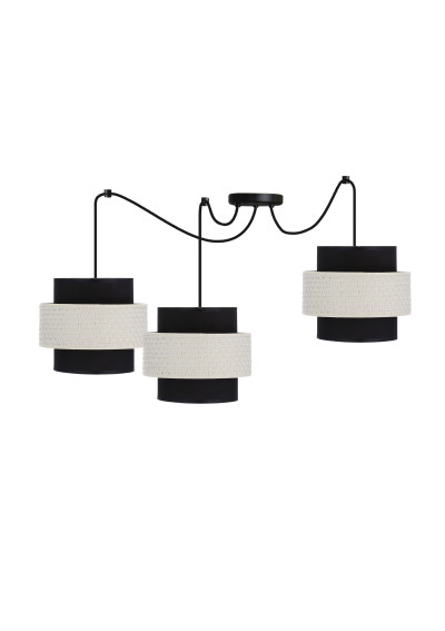 Lampa wisząca Benta 3xE27 czarny + kremowy 100 cm