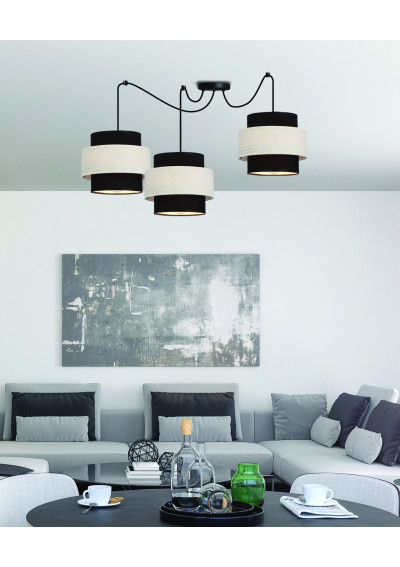 Benta pendant light 3xE27 black / cream 100 cm - product image 1