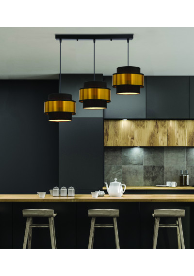 Lampa wisząca Prestige 3xE27 czarny + złoty 75 cm