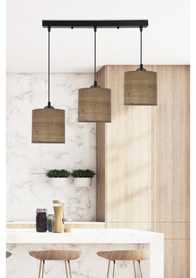 Lampa wisząca Legno 3xE27 czarny + orzechowy 60 cm - zdjęcie produktu 1