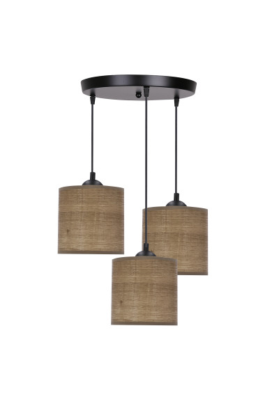 Lampa wisząca Legno 3xE27 czarny + orzechowy 40 cm