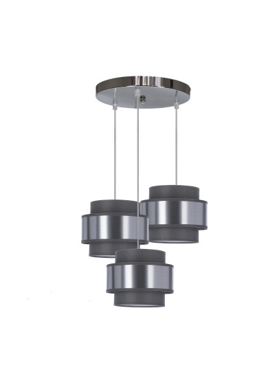 Hare pendant light 3xE27 chromee, grey / silver 45 cm