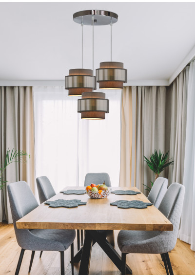 Lampa wisząca Hare 3xE27 chromowy, szary + srebrny 45 cm - zdjęcie produktu 1