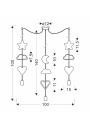 Lampa wisząca E27 3xE27 czarny 100 cm - wymiary produktu