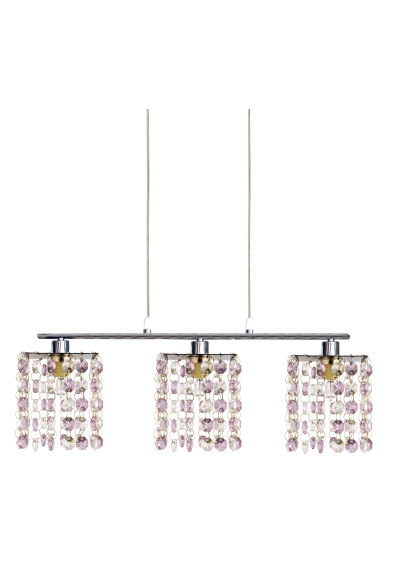 Classic pendant light G9 chromee, kryształki fioletowe 52 cm