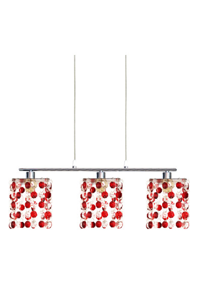 Classic pendant light G9 chromee, kryształki czerwone 52 cm