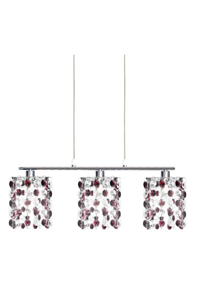 Lampa wisząca Classic G9 chromowy, kryształki burgund 52 cm
