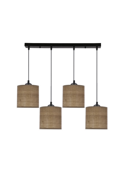 Lampa wisząca Legno 4xE27 czarny + orzechowy 70 cm