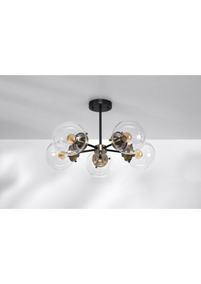Lampa sufitowa Lens 5xE14 czarny + patynowy 60 cm - zdjęcie produktu 1