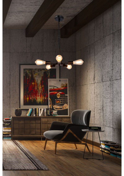 Lampa wisząca Sparta 5xE27 czarny 36 cm - zdjęcie produktu 1