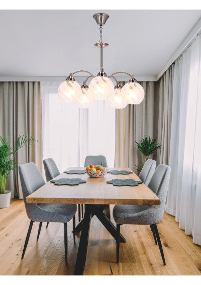 Lampa wisząca Baida 5xE27 satynowy, klosz matowo transparentny 40 cm - zdjęcie produktu 1