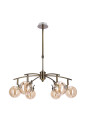 Lentini pendant light 6xG9 patynowy, klosz bursztynowy 64 cm