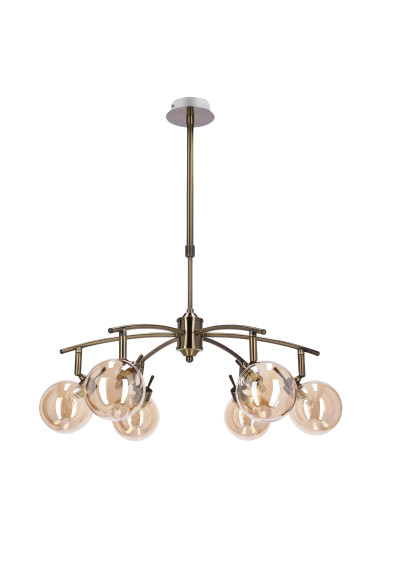 Lampa wisząca Lentini 6xG9 patynowy, klosz bursztynowy 64 cm
