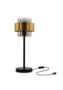 Lampa stołowa Spiega E27 czarny + mosiężny, klosz dymiony 18 cm