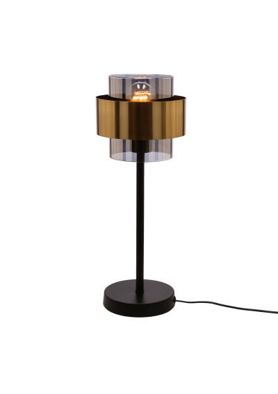 Lampa stołowa Spiega E27 czarny + mosiężny, klosz dymiony 18 cm - zdjęcie produktu 1
