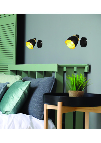 Aleksandria wall light 1xE14 black / gold 16,5 cm - product image 1