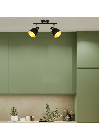 Lampa sufitowa Aleksandria 2xE14 czarny + złoty 41,5 cm - zdjęcie produktu 1