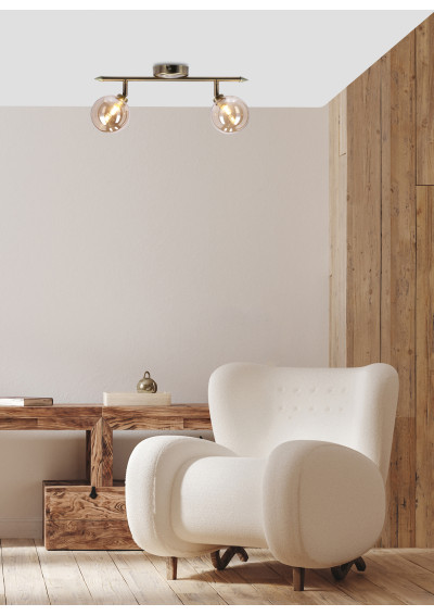 Lampa sufitowa Rodia 2xG9 patynowy, klosz bursztynowy 40 cm - zdjęcie produktu 1