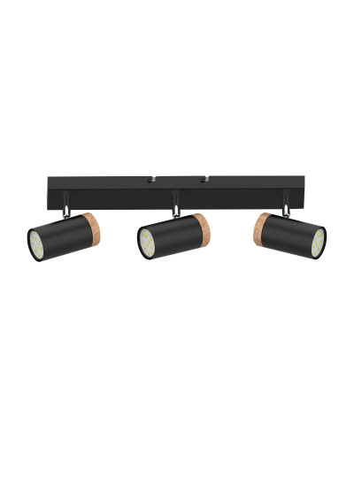 Lampa sufitowa Lagos 3xGU10 czarny + drewniany 48 cm