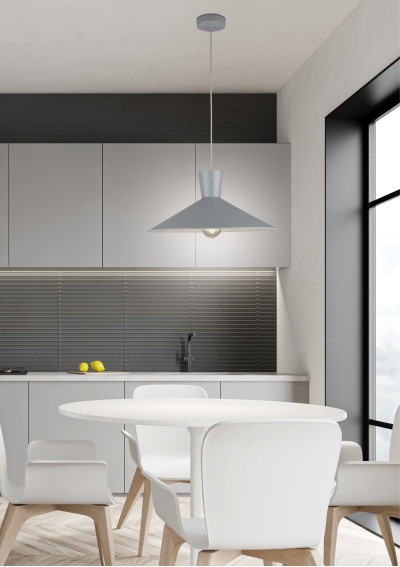 Lampa wisząca Elista 1xE27 szary 43,5 cm - zdjęcie produktu 1
