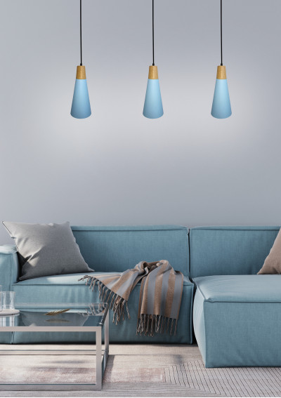 Lampa wisząca Faro 1xE27 niebieski 15 cm - zdjęcie produktu 1