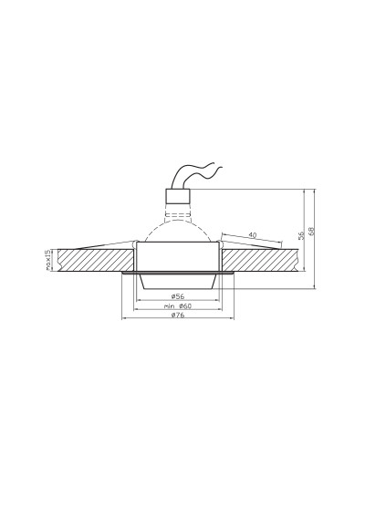 Oprawa stropowa Sa-02 MR16 czarny 7,6 cm - wymiary produktu