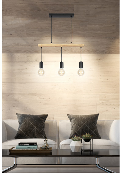 Izzy pendant light 3xE27 black 55 cm - product image 1