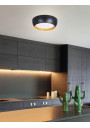 Plafon Abruzzo 24 W LED 4000 K czarno drewniany, klosz biały 40 cm - zdjęcie produktu 1