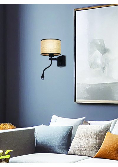 Polo wall light 3000 K black / beige 18 cm - product image 1