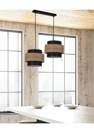 Twin pendant light 2xE27 black / drewniany 55 cm - product image 1