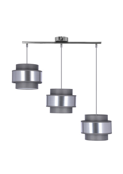 Hare pendant light 3xE27 chromee, grey / silver 65 cm