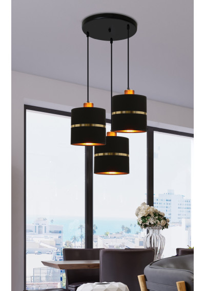 Assam pendant light 3xE27 black / gold 40 cm - product image 1
