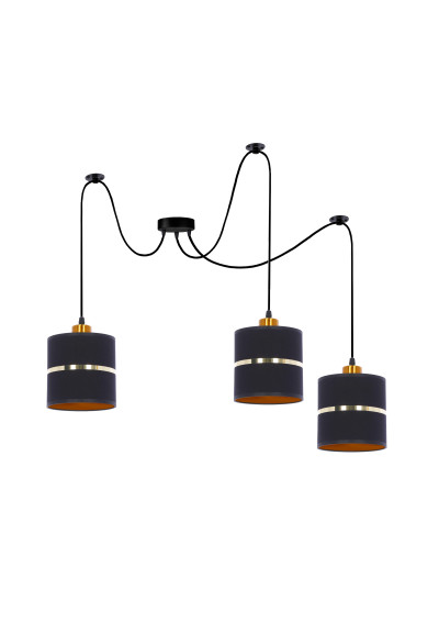 Assam pendant light 3xE27 black / gold 120 cm