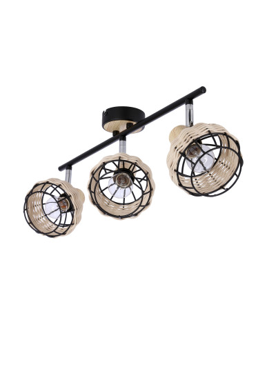 Lampa sufitowa Tajga 3xE14 czarny + drewniany 64 cm - zdjęcie produktu 1
