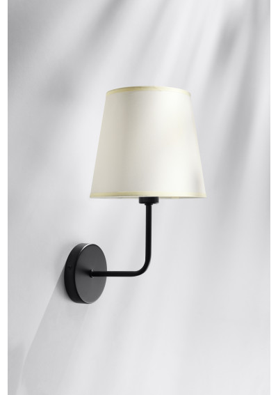 Lampa ścienna Pasteri 1xE14 czarny matowy, abażur beżowy 23 cm - zdjęcie produktu 2