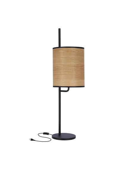 Lampa stołowa Zeta 1xE27 czarny, abażur orzechowy 20 cm