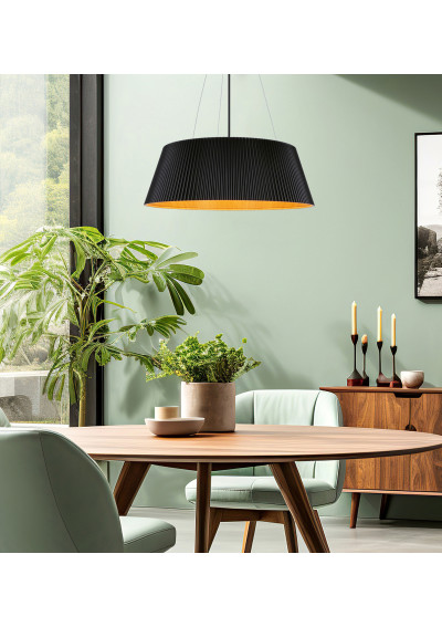 Umbria pendant light 24 W LED 4000 K black / drewniany, klosz white 45 cm - product image 1