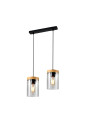 Lampa wisząca Wels 2xE27 czarny + drewniany 37 cm