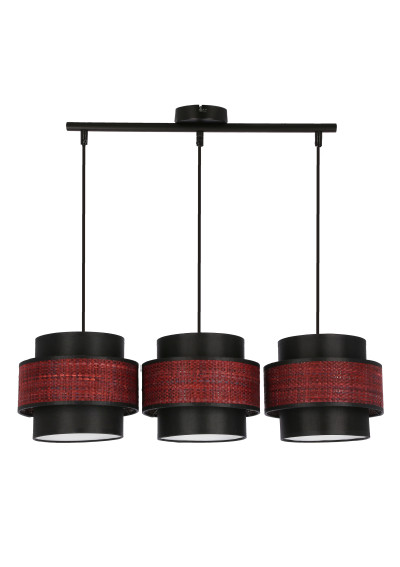 Lampa wisząca Toscana 3xE27 czarny + bordowy 65 cm