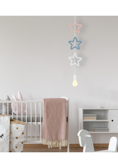 Single pendant light 1xE27 white/blue/pink 11,5 cm