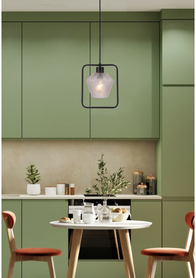 Lampa wisząca Niko 1xE27 czarny + bezbarwny 20 cm - zdjęcie produktu 1
