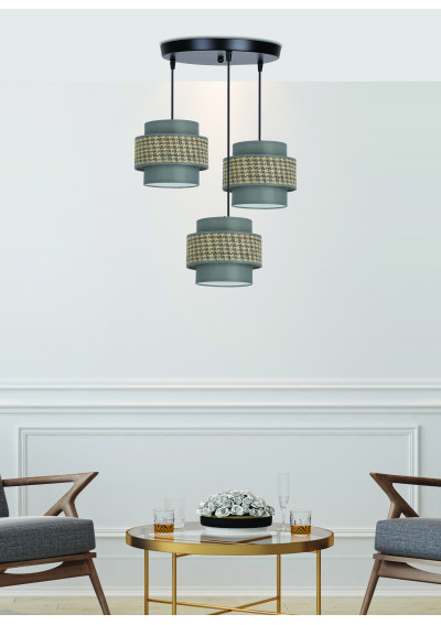 Lampa wisząca Luccia 3xE27 czarny, grafitowy+ szaro-beżowy 45 cm - zdjęcie produktu 1